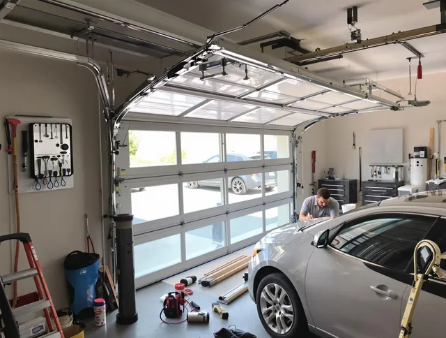 Garage door noise reduction service by Clinton Garage Door Repair in Clinton